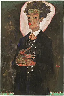 Self-Portrait with Peacock Vest Standing, 1911 Self-Portrait with Peacock Vest Standing, 1911