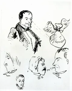 Three self portraits and profiles of Jules Champfleury (1821-89 Three self portraits and profiles of Jules Champfleury (1821-89
