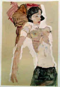 Semi nude female, 1911 (Pencil and watercolor on paper) Semi nude female, 1911 (Pencil and watercolor on paper)