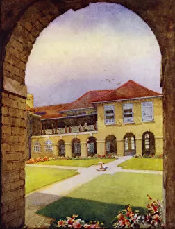 A Senior School in Barking (colour litho)