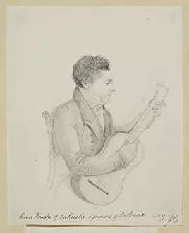 Senor Huerta of Orihuela, Valencia, playing a Guitar, 1829 (pencil on paper)