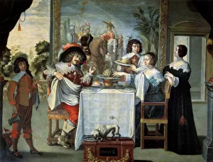 Five senses, taste by anonymous painter, copy of engraving by Abraham Bosse (1602-1676) Five senses, taste by anonymous painter, copy of engraving by Abraham Bosse (1602-1676)