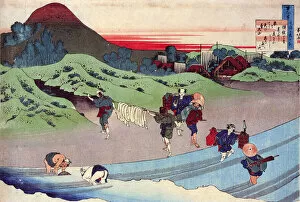 'Serie de cent poemes par cent poetes : 'Jito Tenno' Estampe de Katsushika Hokusai (1760-1849)