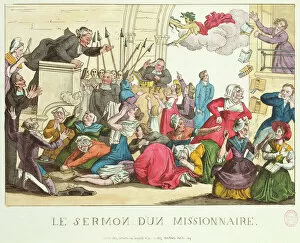 Panic Gallery: The sermon of a missionary, 1819 (engraving)