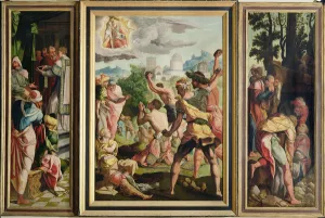 The Sermon, Stoning and Entombment of St. Stephen, from the Polyptych of St. Stephen and St The Sermon, Stoning and Entombment of St. Stephen, from the Polyptych of St. Stephen and St