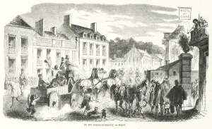 Setting off for a day at the races at Chantilly, France (engraving) Setting off for a day at the races at Chantilly, France (engraving)