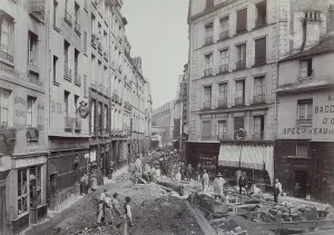 Sewage works in the Rue de la Bucherie in Paris, 1889 (b/w photo) Sewage works in the Rue de la Bucherie in Paris, 1889 (b/w photo)