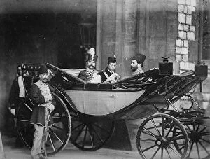 The Shah of Persia leaving Windsor Castle, July 1873 (b / w photo)
