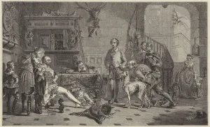 Shakespeare brought before Sir Thomas Lucy for poaching deer. (engraving) Shakespeare brought before Sir Thomas Lucy for poaching deer. (engraving)