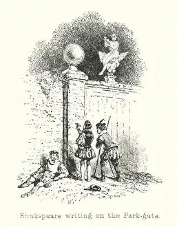 Park Gate Gallery: Shakspeare writing on the Park-gate (engraving)