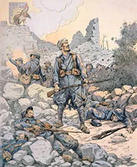 War & Military Scenes: 20th Century Gallery: They shall not pass!, 1914-18 (colour litho)