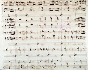 Sheet music page for the first violin in the opening of Mithridate, King of the Pont Sheet music page for the first violin in the opening of Mithridate, King of the Pont