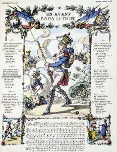 Sheet music for the popular song ' En avant, Fanfan la Tulip'" Sheet music for the popular song ' En avant, Fanfan la Tulip'"