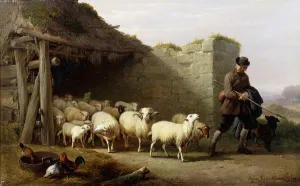 A Shepherd and his Flock, 1862 (oil on panel) A Shepherd and his Flock, 1862 (oil on panel)