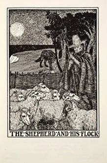 The Shepherd and his Flock, from Fontaine Fables, pub. 1905 (engraving) The Shepherd and his Flock, from Fontaine Fables, pub. 1905 (engraving)
