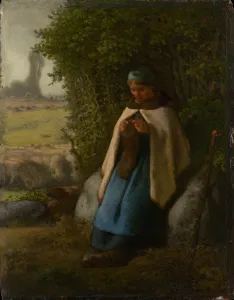 Shepherdess Seated on a Rock, 1856 (oil on wood) Shepherdess Seated on a Rock, 1856 (oil on wood)
