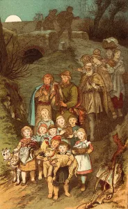 Shepherds on their way to Bethlehem (colour litho) Shepherds on their way to Bethlehem (colour litho)