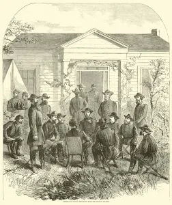 Sherman in Council decides to raise the Siege of Atlanta, July 1864 (engraving) Sherman in Council decides to raise the Siege of Atlanta, July 1864 (engraving)