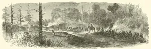 Sherman's army destroying the Macon Railroad between Rough and Ready and Jonesborough Sherman's army destroying the Macon Railroad between Rough and Ready and Jonesborough