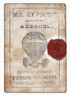 Aeronautical Collection: Two shilling ticket for reserved seats at Mr Gypsons Fourty-Fourth Ascent, 1 October 1841 (print)