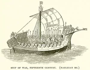 Ship of War, Fifteenth Century. (Harleian Ms.) (engraving)