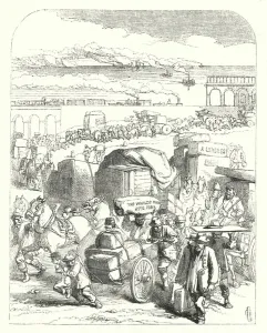 Ships and trains bringing visitors to the Great Exhibition of 1851, Crystal Palace Ships and trains bringing visitors to the Great Exhibition of 1851, Crystal Palace