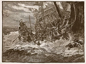Shipwreck of Prince William, illustration from Cassell'