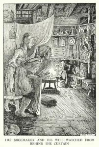 The shoemaker and his wife watched from behind the curtain (litho) The shoemaker and his wife watched from behind the curtain (litho)