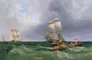 Shore Parties Disembarking, Brigs in a Swell Beyond Shore Parties Disembarking, Brigs in a Swell Beyond