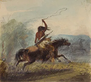 Shoshone Female Throwing the Lasso, c.1837 (pencil, w/c and gouache on paper) Shoshone Female Throwing the Lasso, c.1837 (pencil, w/c and gouache on paper)