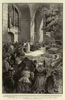 The Shrine at Lourdes, in front of the Sacred Well (engraving)