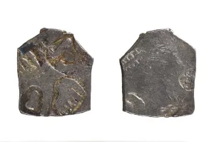 Both sides of a silver karshapana, Kingdom of Kosala, Uttar Pradesh Both sides of a silver karshapana, Kingdom of Kosala, Uttar Pradesh