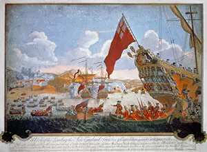 Siege of the French fortress of Louisbourg in 1745 by British vessels