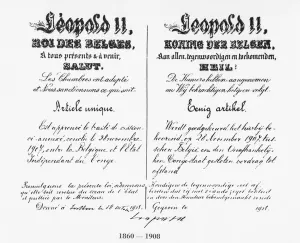 Signature of King Leopold II (1835-1909) approving the annexation of Congo to Belgium Signature of King Leopold II (1835-1909) approving the annexation of Congo to Belgium