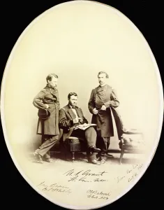 Legs Crossed At Knee Gallery: Signed photograph of Ulysses S. Grant and his aides, Orville E