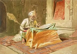 Sikh Priest Reading the Grunth, Umritsar, from India Ancient and Modern
