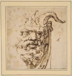 A silvan Mask (pen and brown ink on off-white paper) A silvan Mask (pen and brown ink on off-white paper)
