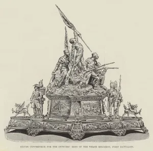 Battle Of Inkerman Gallery: Silver Centrepiece for the Officers Mess of the Welsh Regiment, First Battalion (engraving)