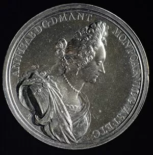 Circa 1600 Gallery: Silver medal with portrait of Anne Isabella (1655-1703) wife of Charles III Ferdinand of Mantua