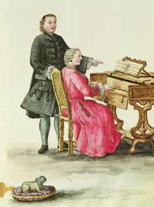 A Singer at the Clavichord with her Teacher (w/c on paper) A Singer at the Clavichord with her Teacher (w/c on paper)