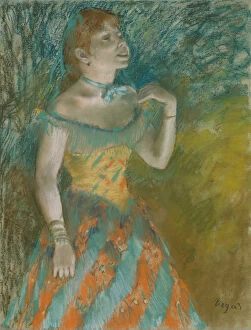 The Singer in Green, c.1884 (pastel on light blue laid paper)