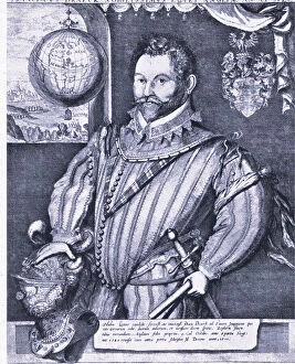 Heroes Gallery: Sir Francis Drake, from British Adventure published by Collins, 1947 (litho)