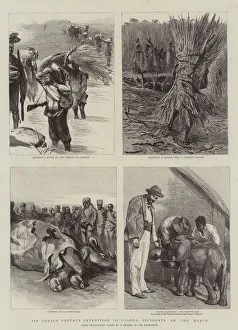 Incidents Gallery: Sir Gerald Portals Expedition to Uganda, Incidents on the March (engraving)