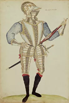 Sir John Smithe's armour, 1585 (pen, ink and watercolour on paper)