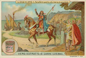 Sir Parsifal leaves for his quest (chromolitho) Sir Parsifal leaves for his quest (chromolitho)