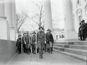 Review Gallery: Sir Robert Baden-Powell reviewing a parade of Boy Scouts from the White House portico