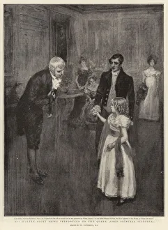 Sir Walter Scott being introduced to the Queen, then Princess Victoria (litho) Sir Walter Scott being introduced to the Queen, then Princess Victoria (litho)