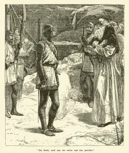 Boys Own Gallery: Sir William Wallace before the Battle of Stirling Bridge (engraving)