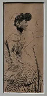 Charcoal Gallery: Sitting Elegant Woman, 1880 (charcoal on paper)