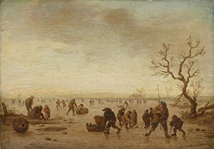 Baroque Style Collection: Skaters on the Ice, c.1642-45 (oil on oak wood)